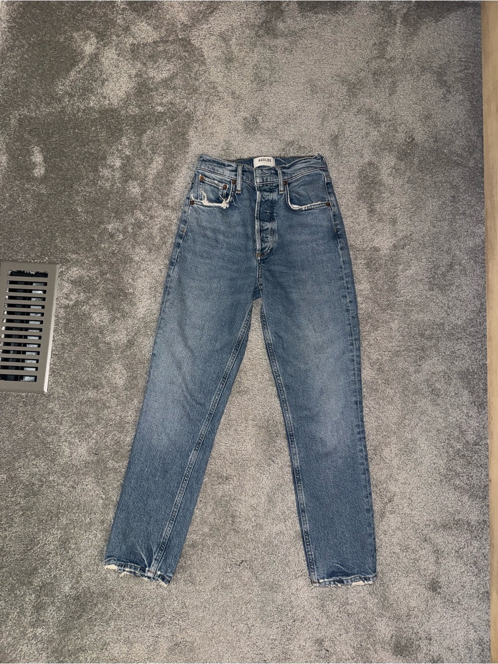 Agolde High-Rise Straight Leg Women’s Jeans in Medium Blue